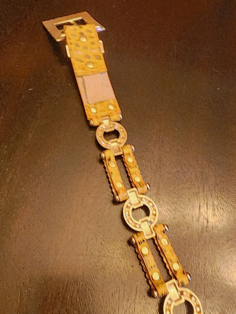 Leatherock Gold-Tone Crystal Link Belt